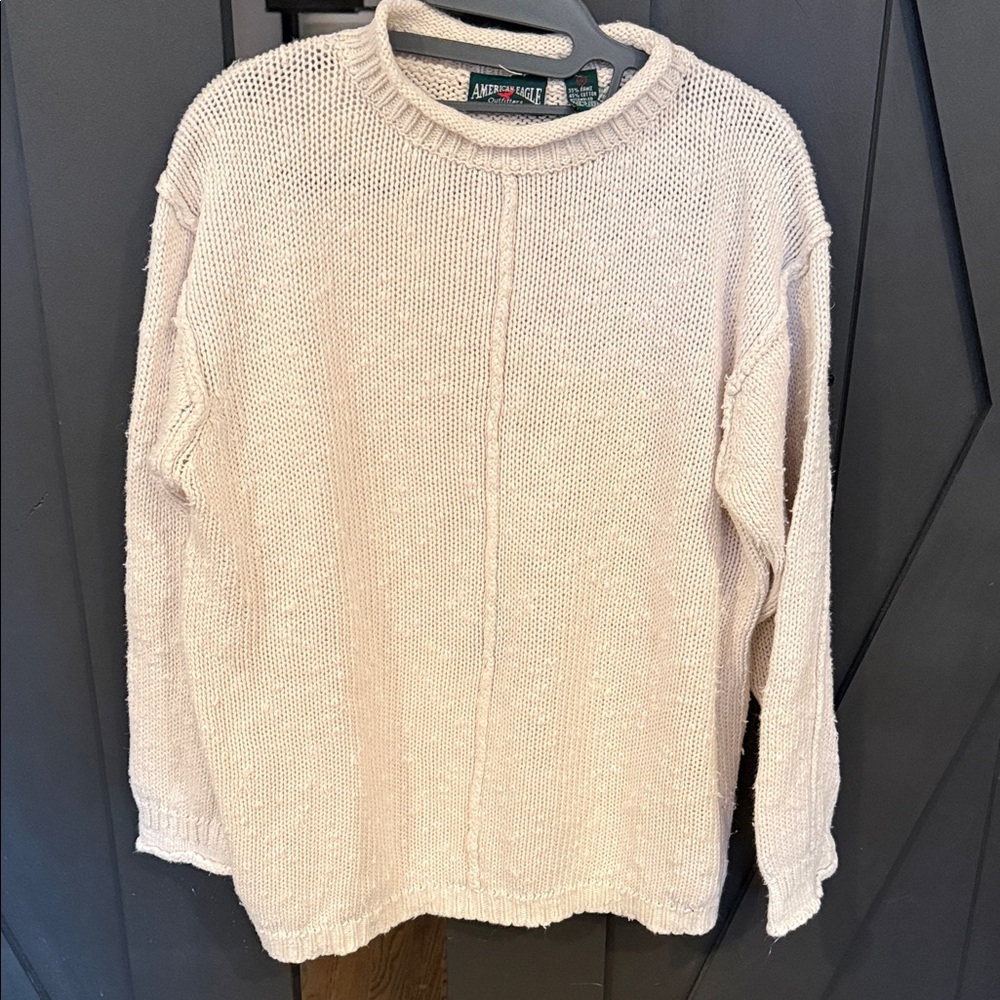 American Eagle Outfitters Women's Beige Crew Roll Neck Sweater